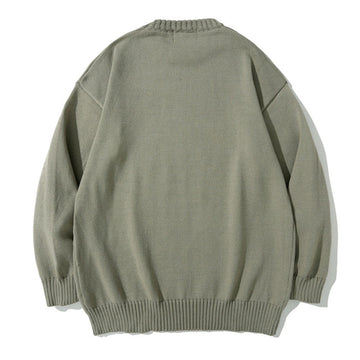 Wiaofellas Knitted Sweater Men Hip Hop Abstract Portrait Pattern Oversized Pullover Women Autumn Street Harajuku Cotton Warm Sweater Unisex